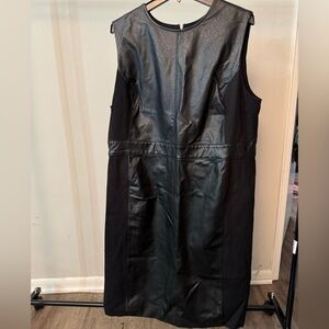 SPANX Black Sleeveless Faux Leather Dress